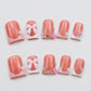 D9-Sweet Celebration Nails: Pink-Orange Base, Bow and Flower Accents, Sweet and Delicate Style Short Handmade Nails