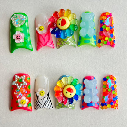 T9-Rainbow Fun Candyland Nail Set