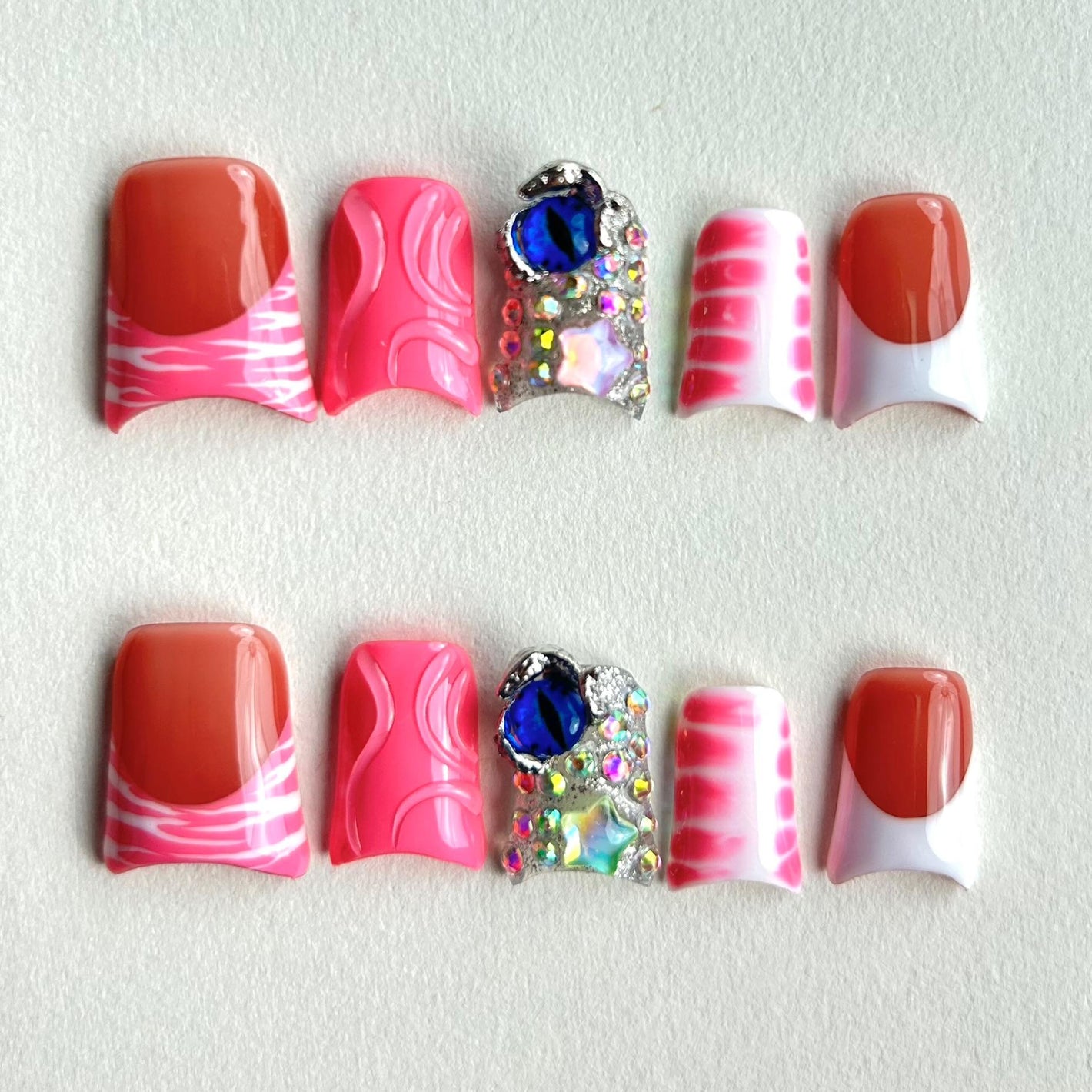 T5-Neon Glam Jewel Pop Nail Set